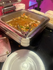 All buffet trays empty