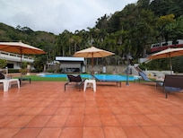 Relaxing by the pool after a hard day at the beach!