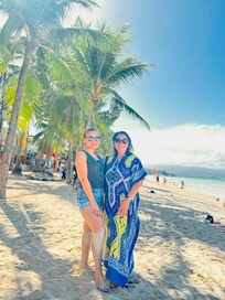 My sister and I on our last day at Hennan Palm hotel, Boracay