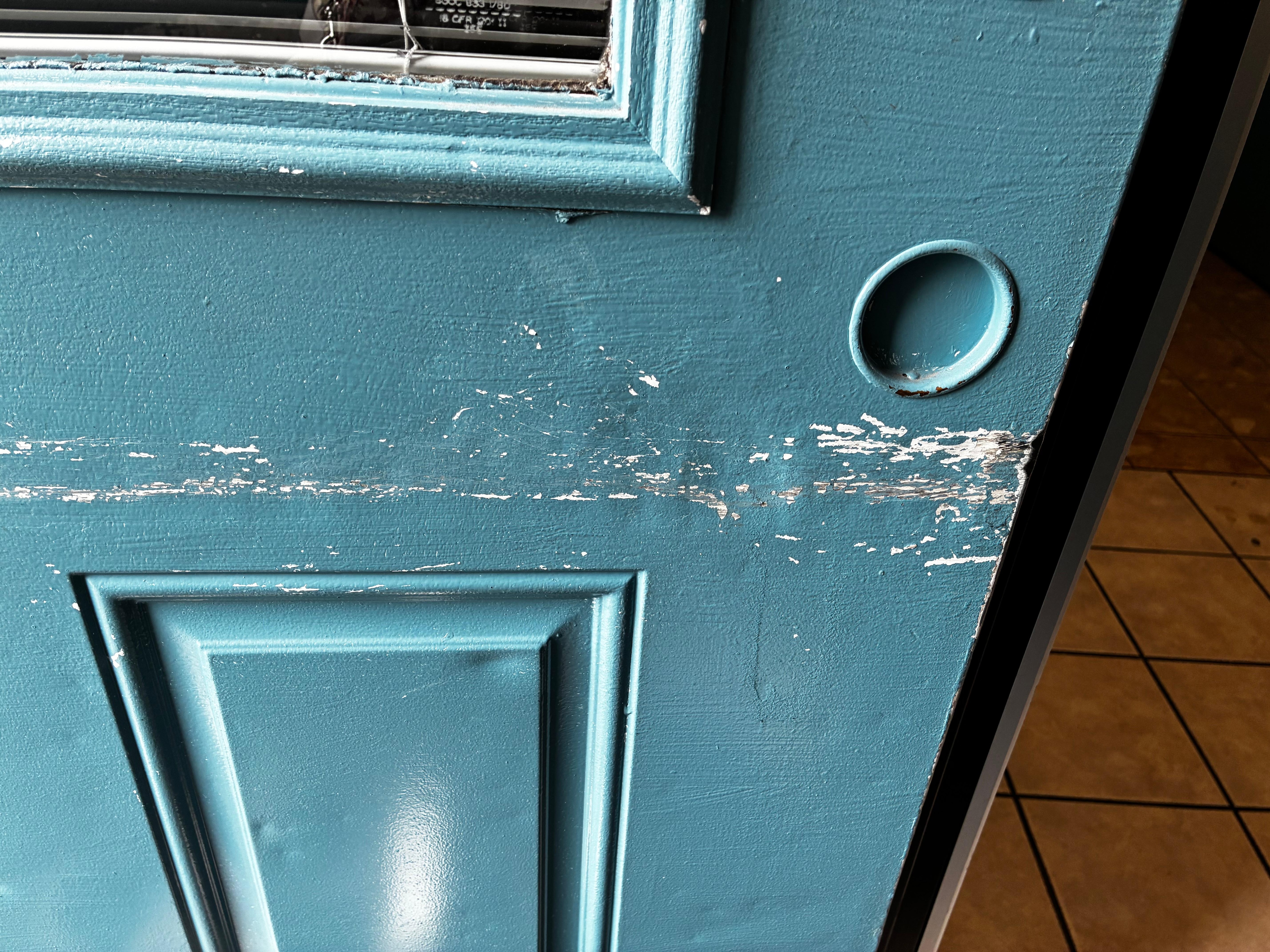 Chipped paint on doors