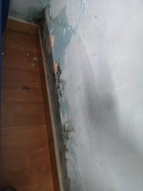 À côté du lit le mur de la salle de bain dernière la douche