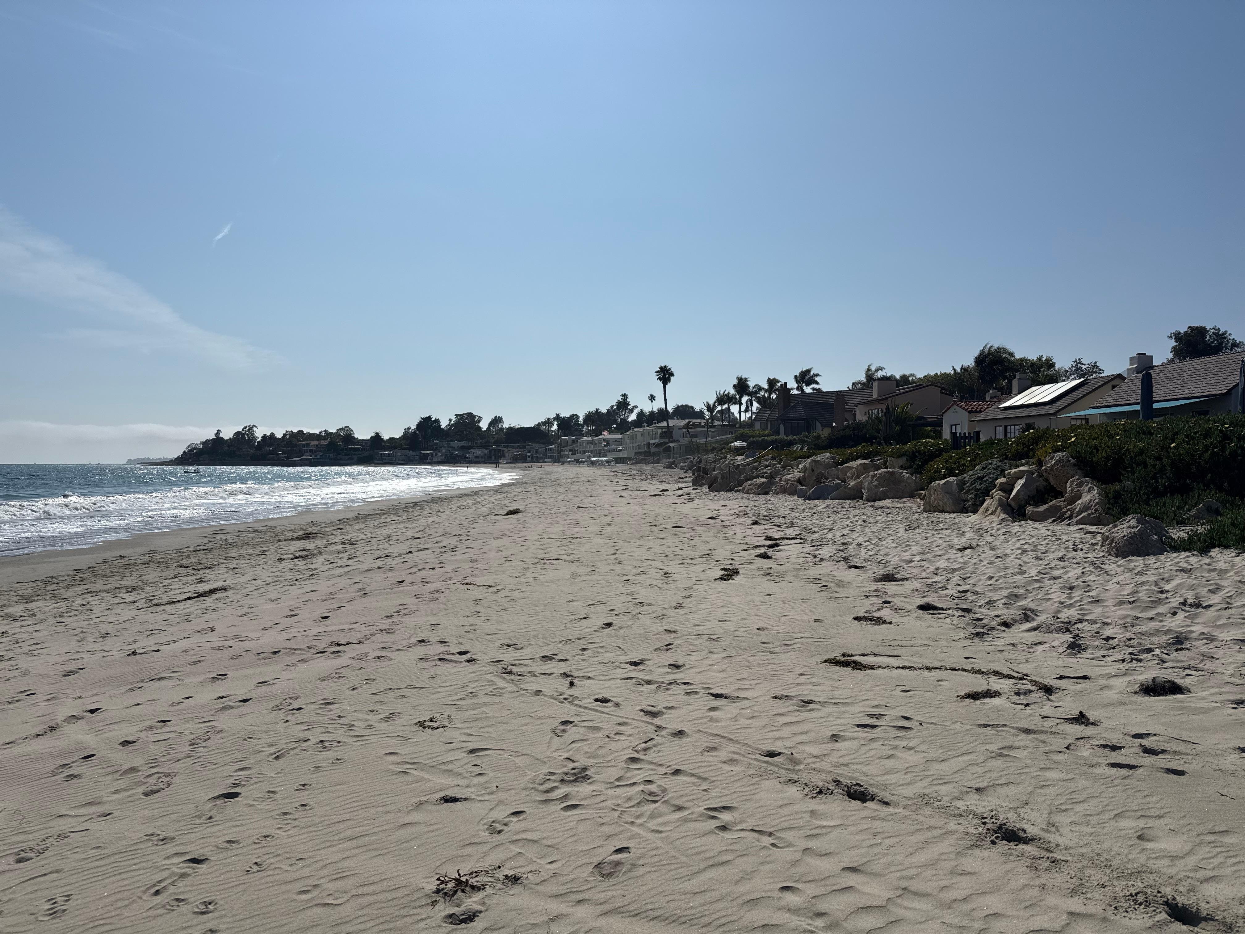Miramar beach from the other end. Blue Beach House is at the far end.