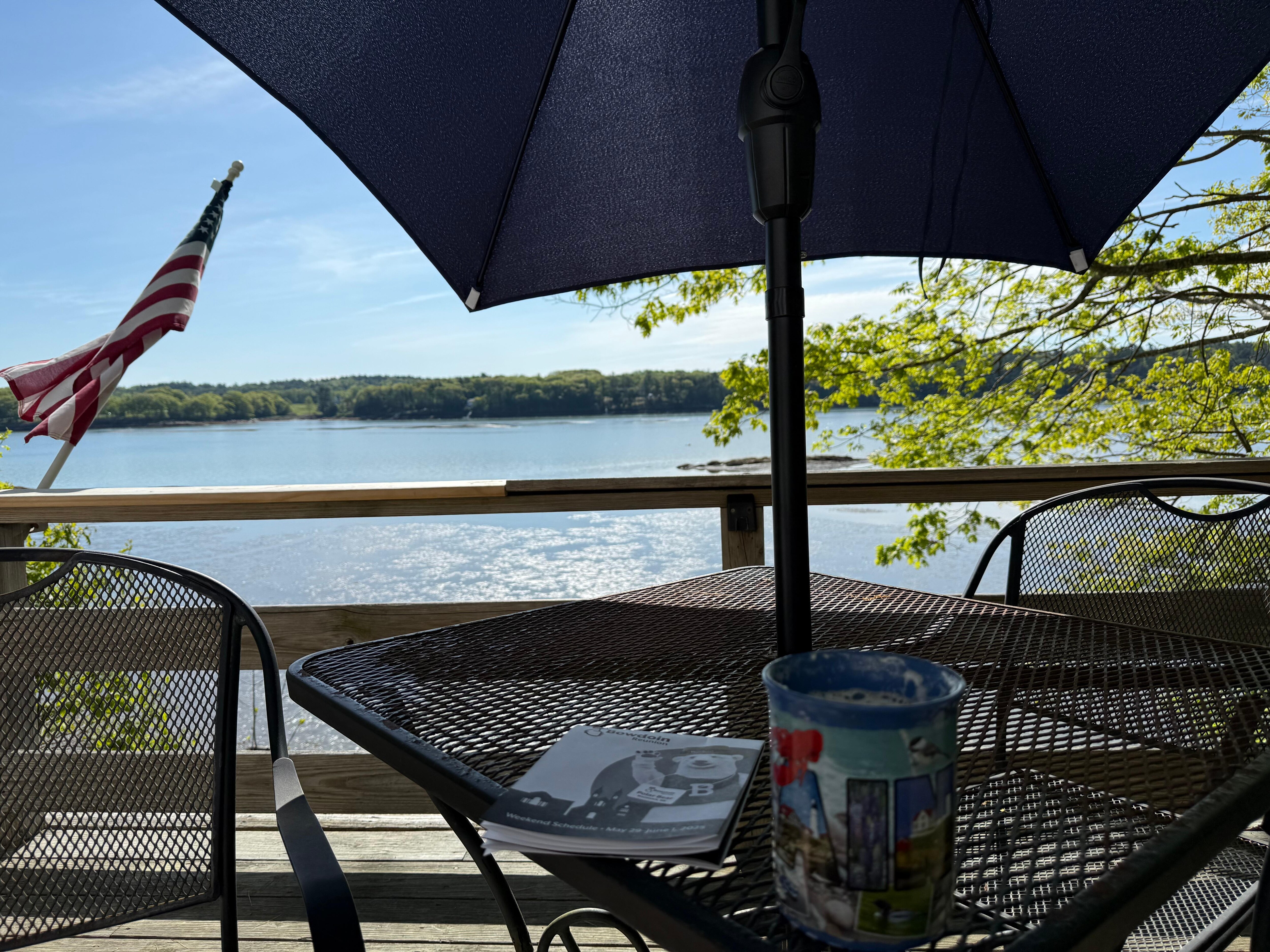 Morning coffee on the deck. 