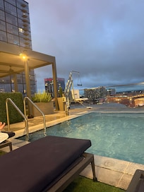 Pool at night after a day of rain