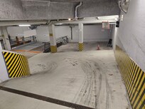 Ramp down to parking area