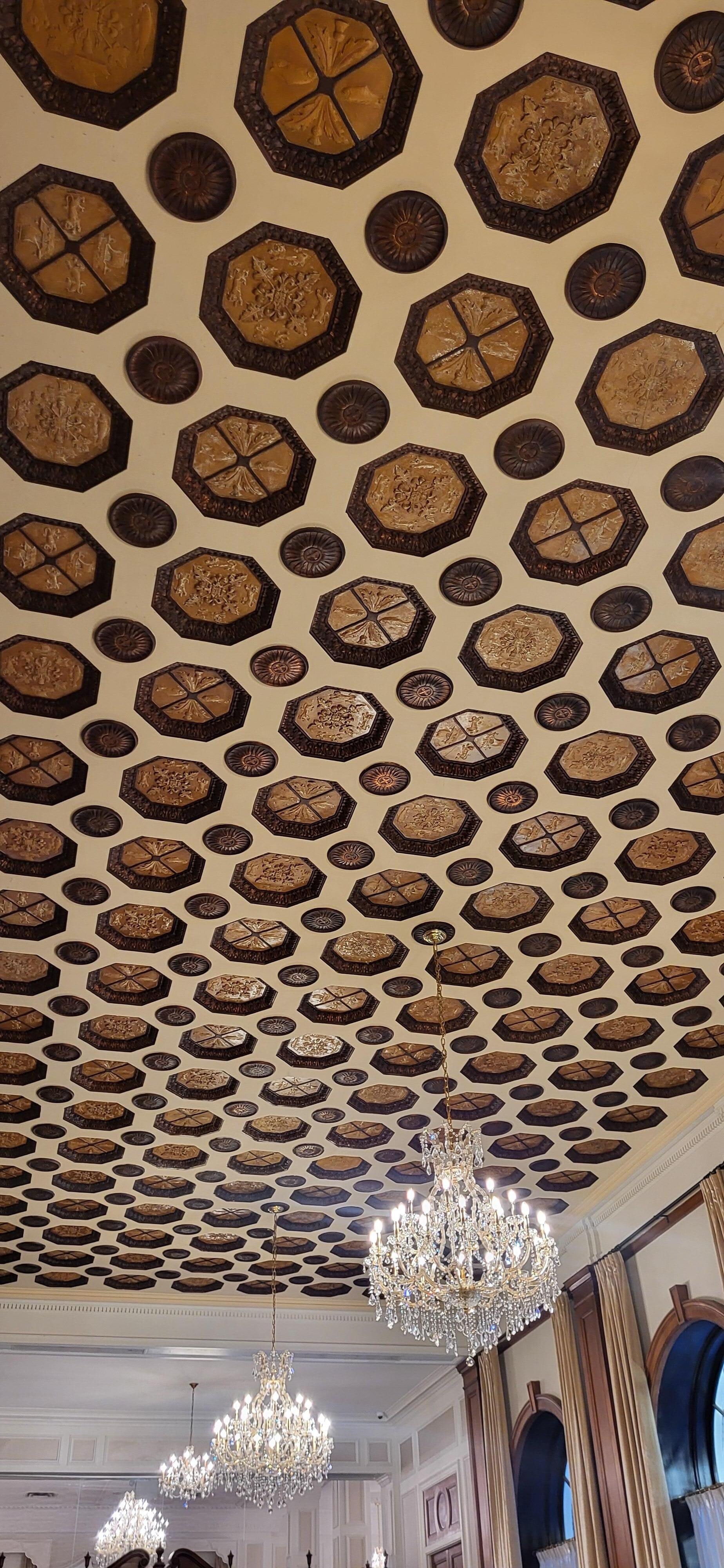 Incredibly unique ceiling in the lobby area