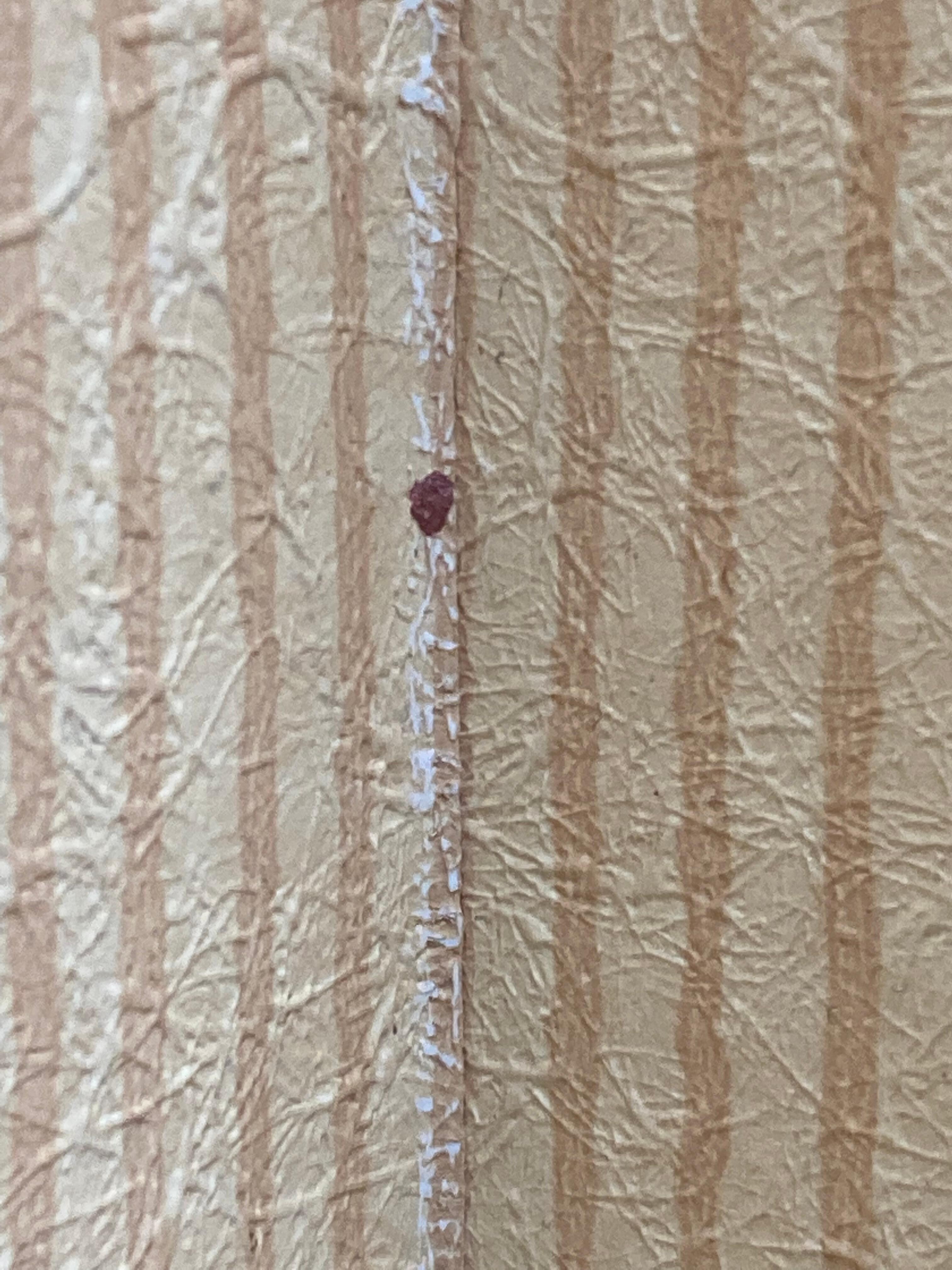 Blood on the bathroom wall next to the mirror 