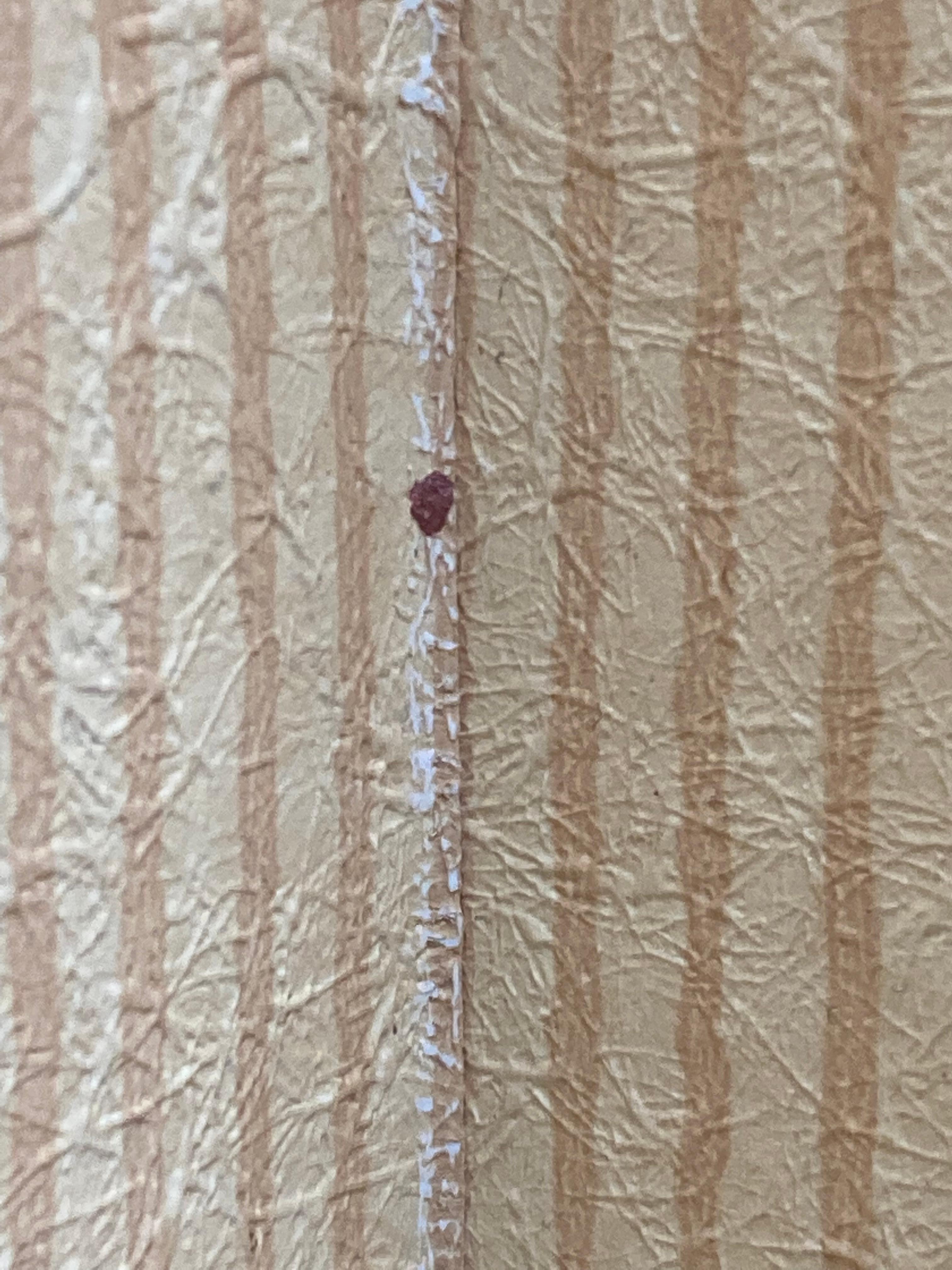 Blood on the bathroom wall next to the mirror