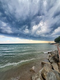 Storm clouds rolling across the lake.