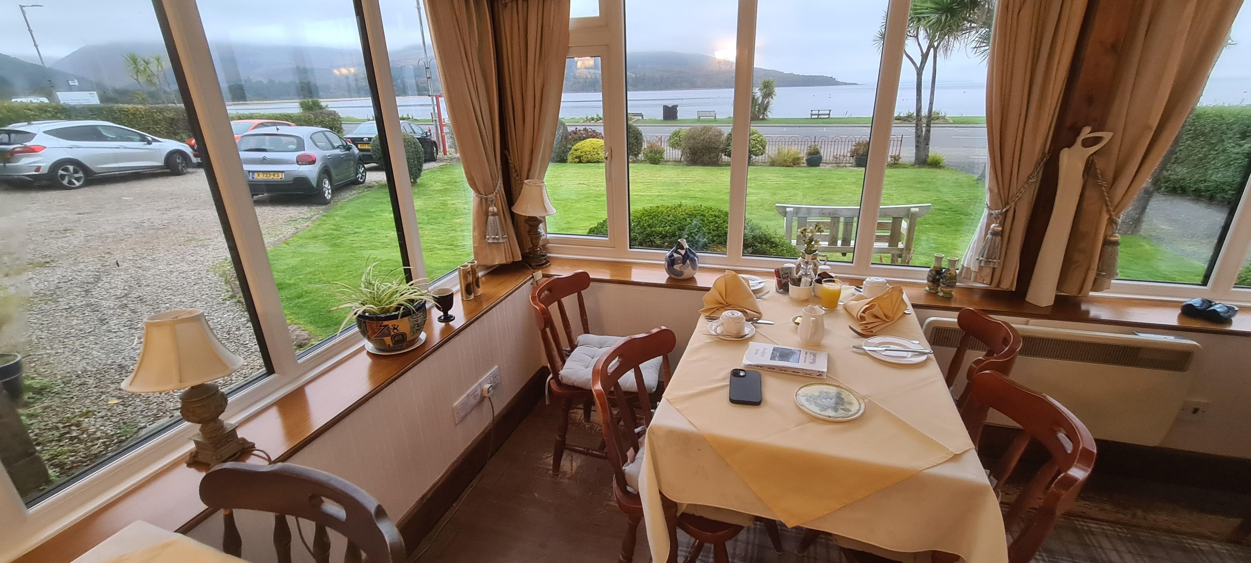 Breakfast area in front of  property with great views.