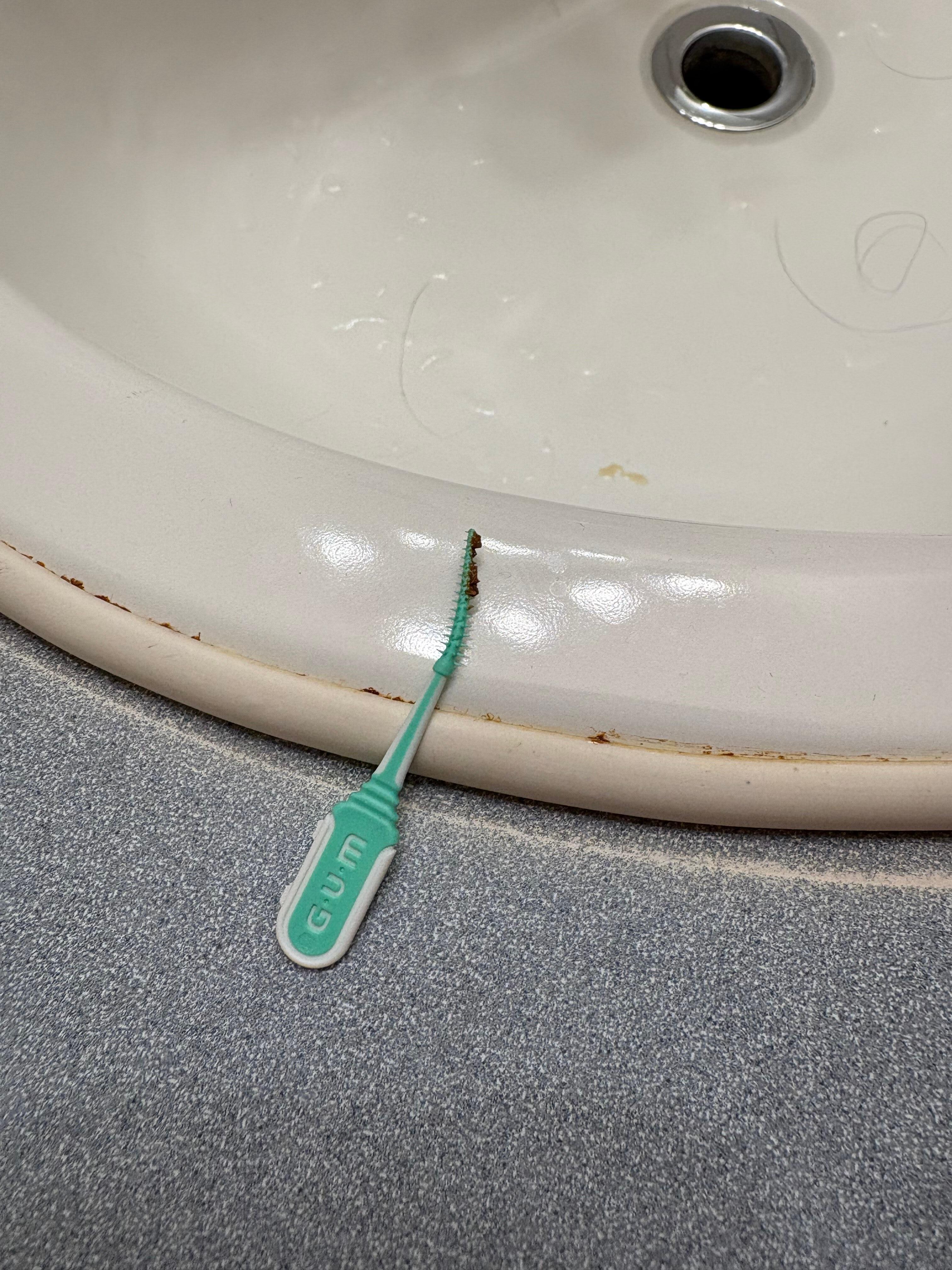 When I got to use a tooth pick to see that there is gross awful yuck around the sink.