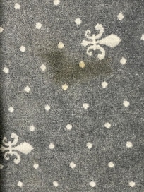 Room floor full of dirt spots