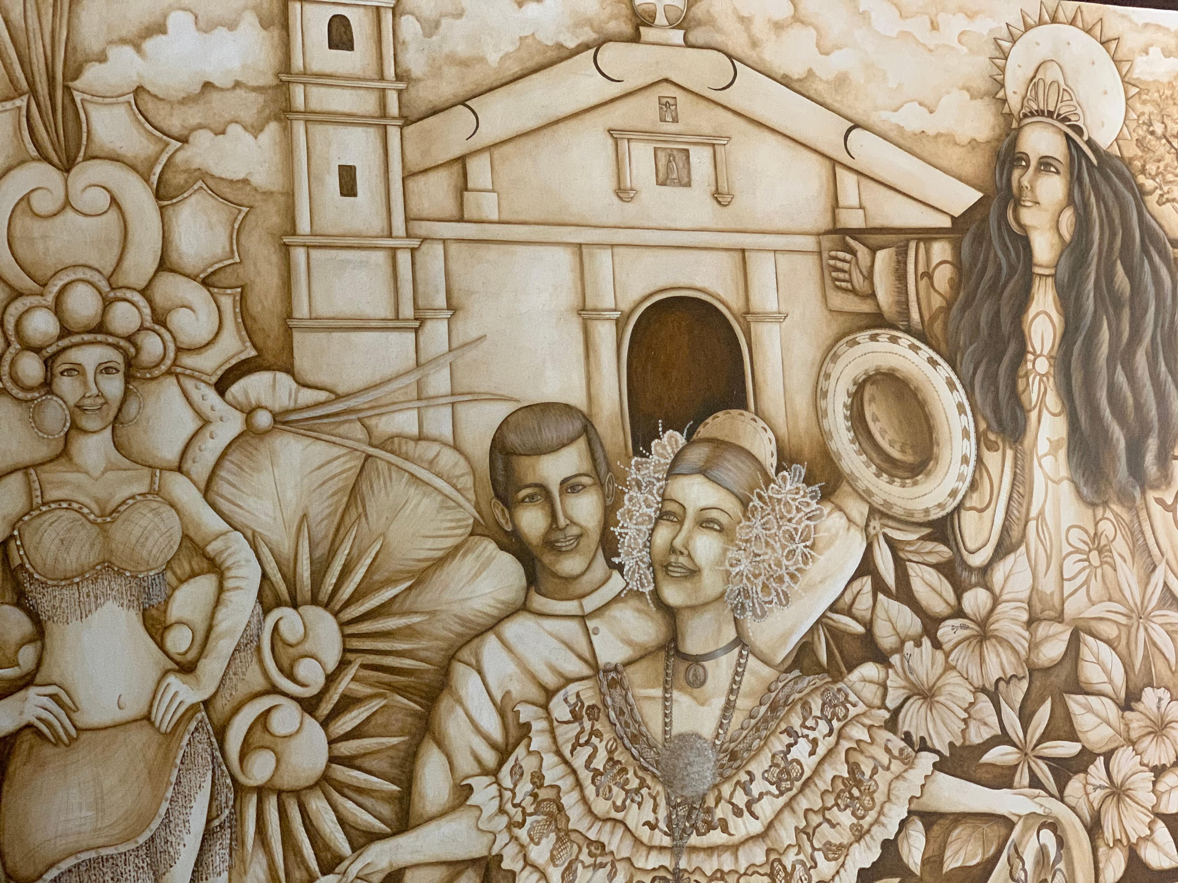 Mural en el lobby del hotel
