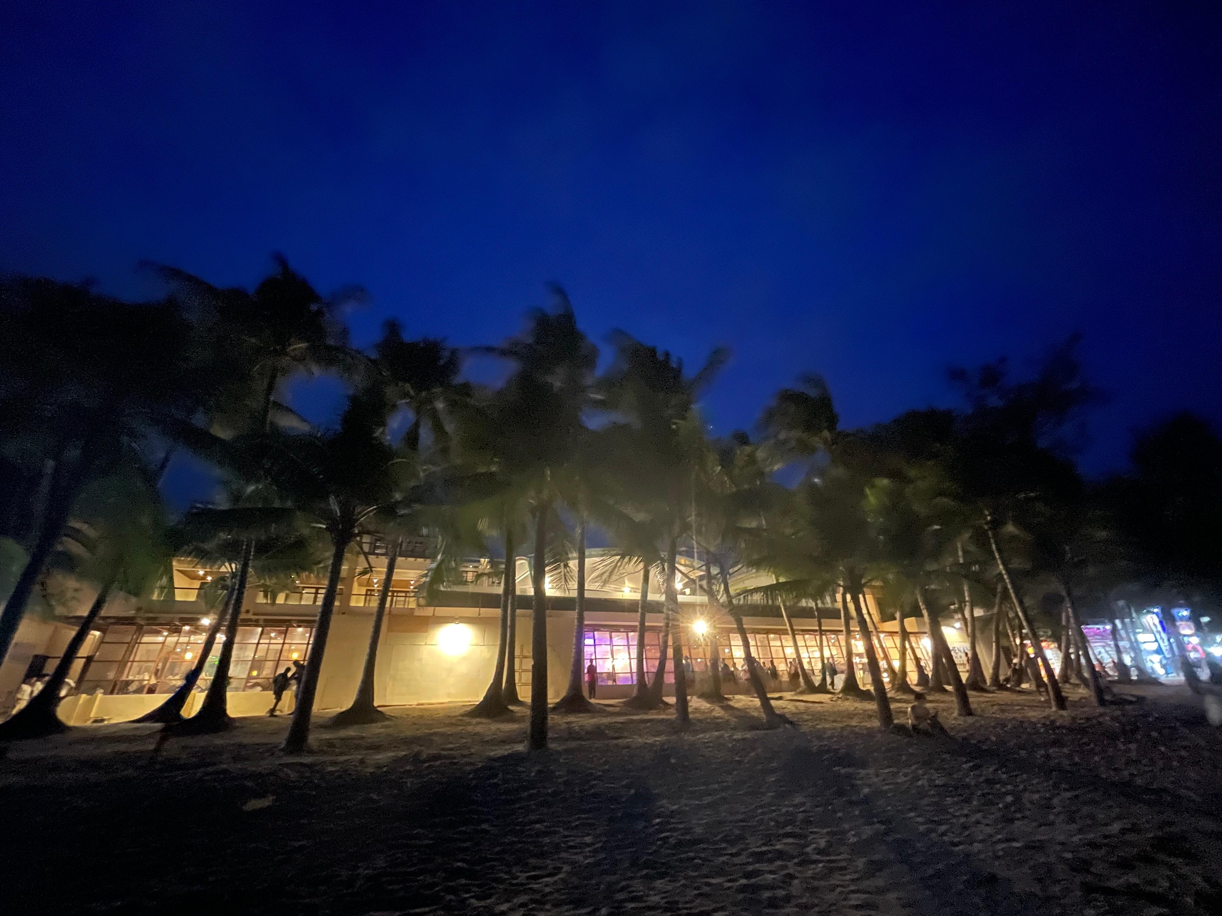 The view from the ocean at night 