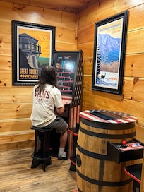 Trying to beat Mom’s score.