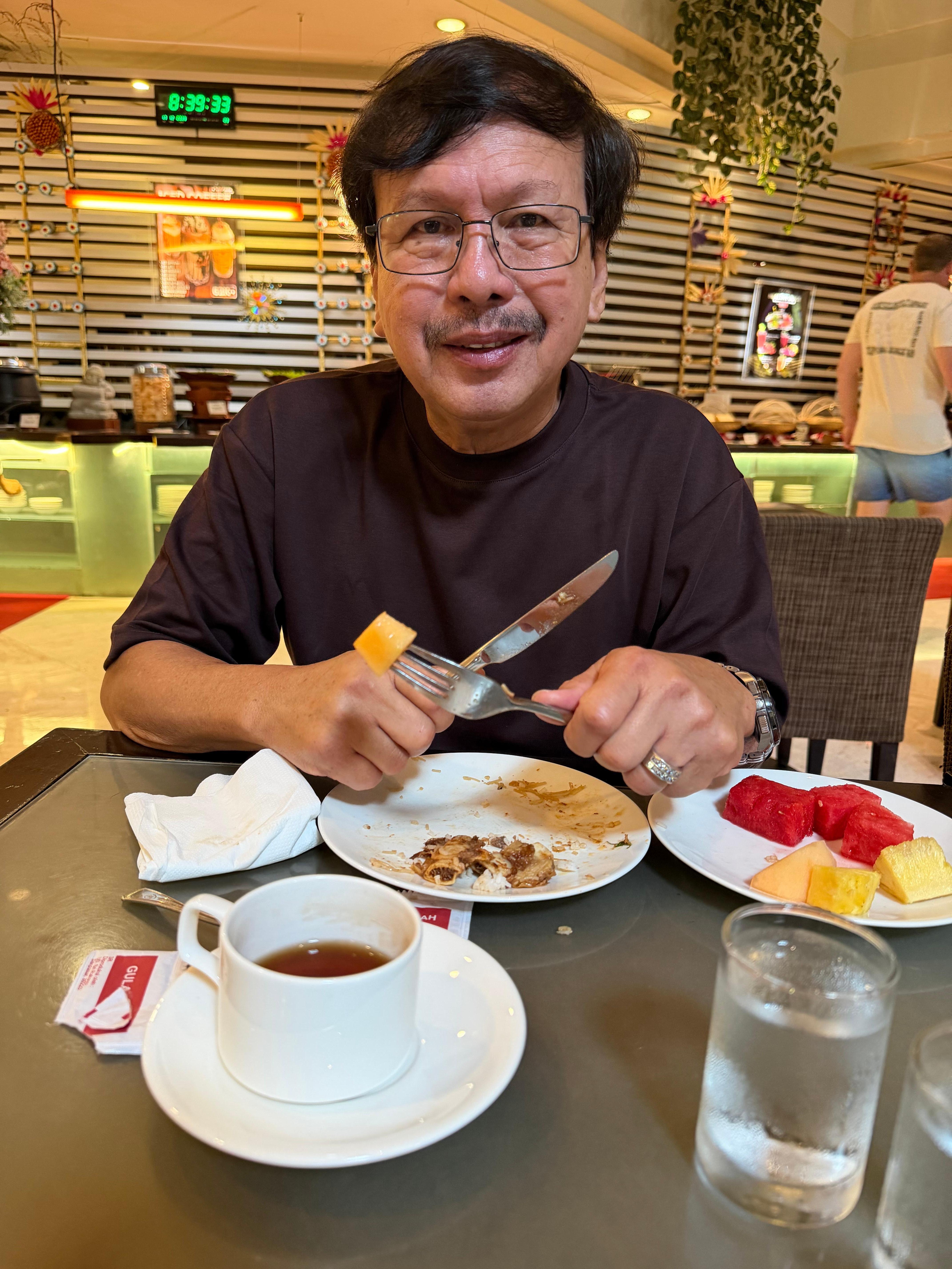 Surprised greetings from the cafeteria staff on his bday