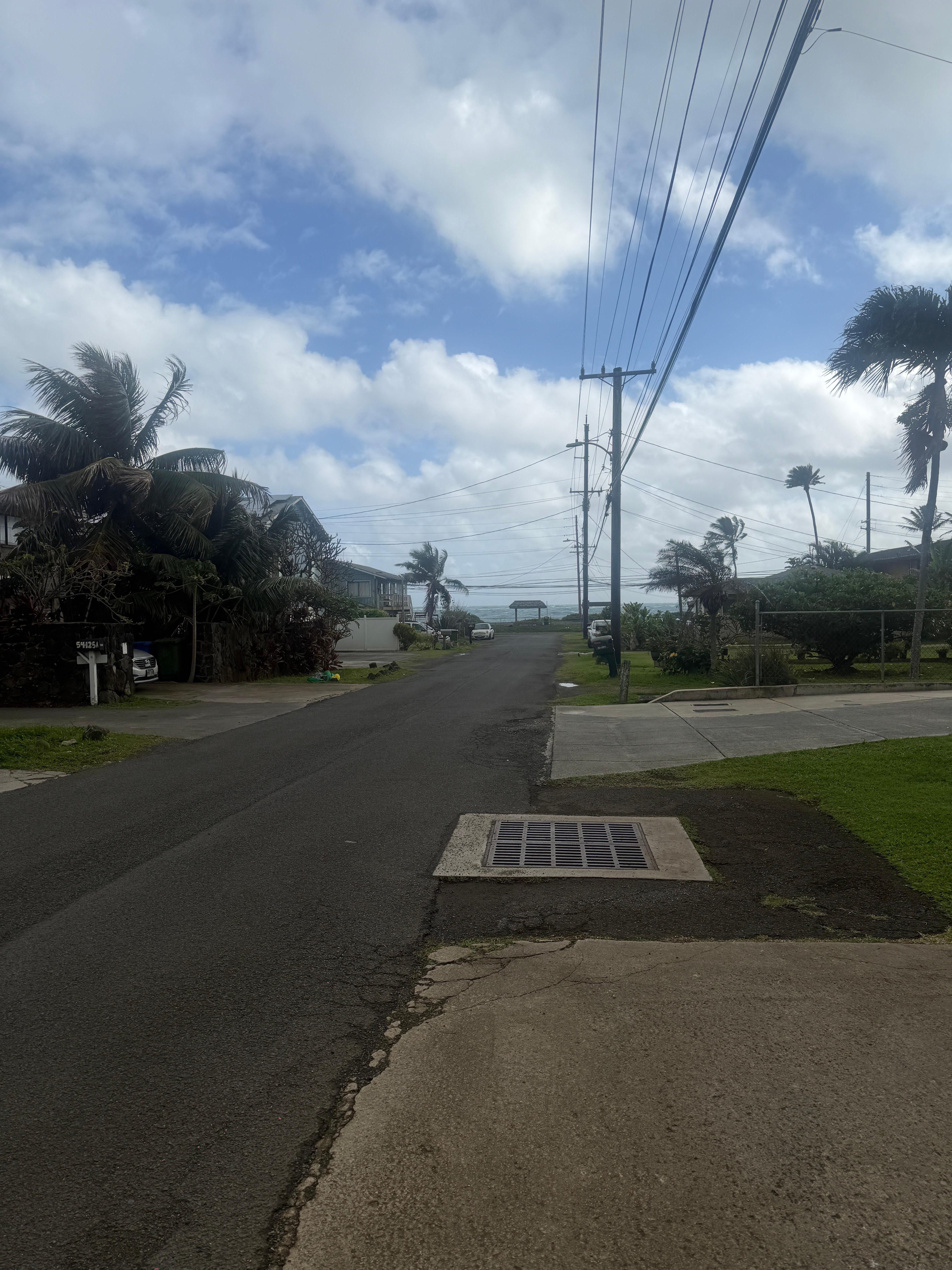 Looking to the ocean from the driveway