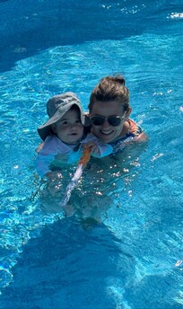 Fun family pool time