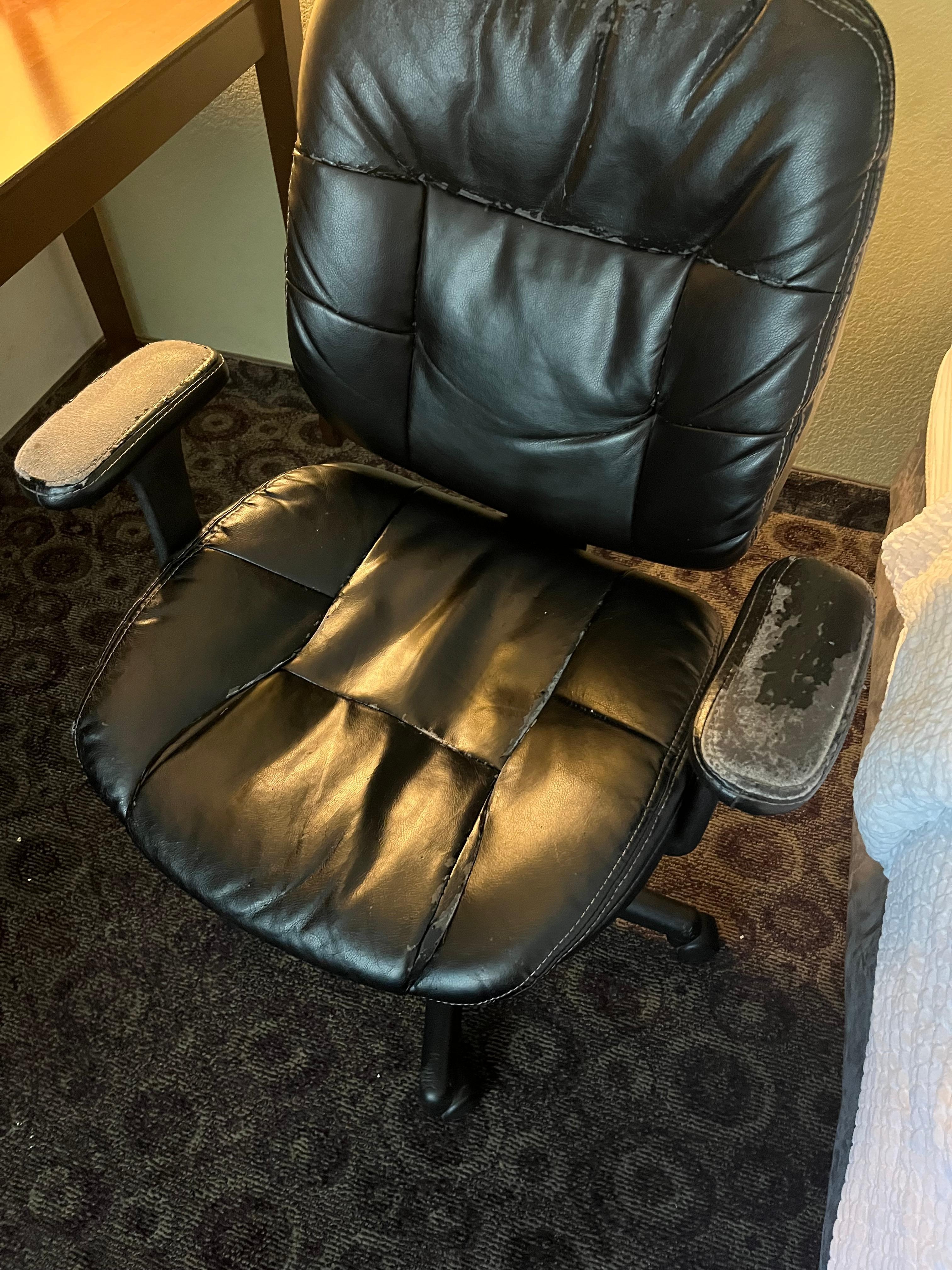 Chair worn and broken. 