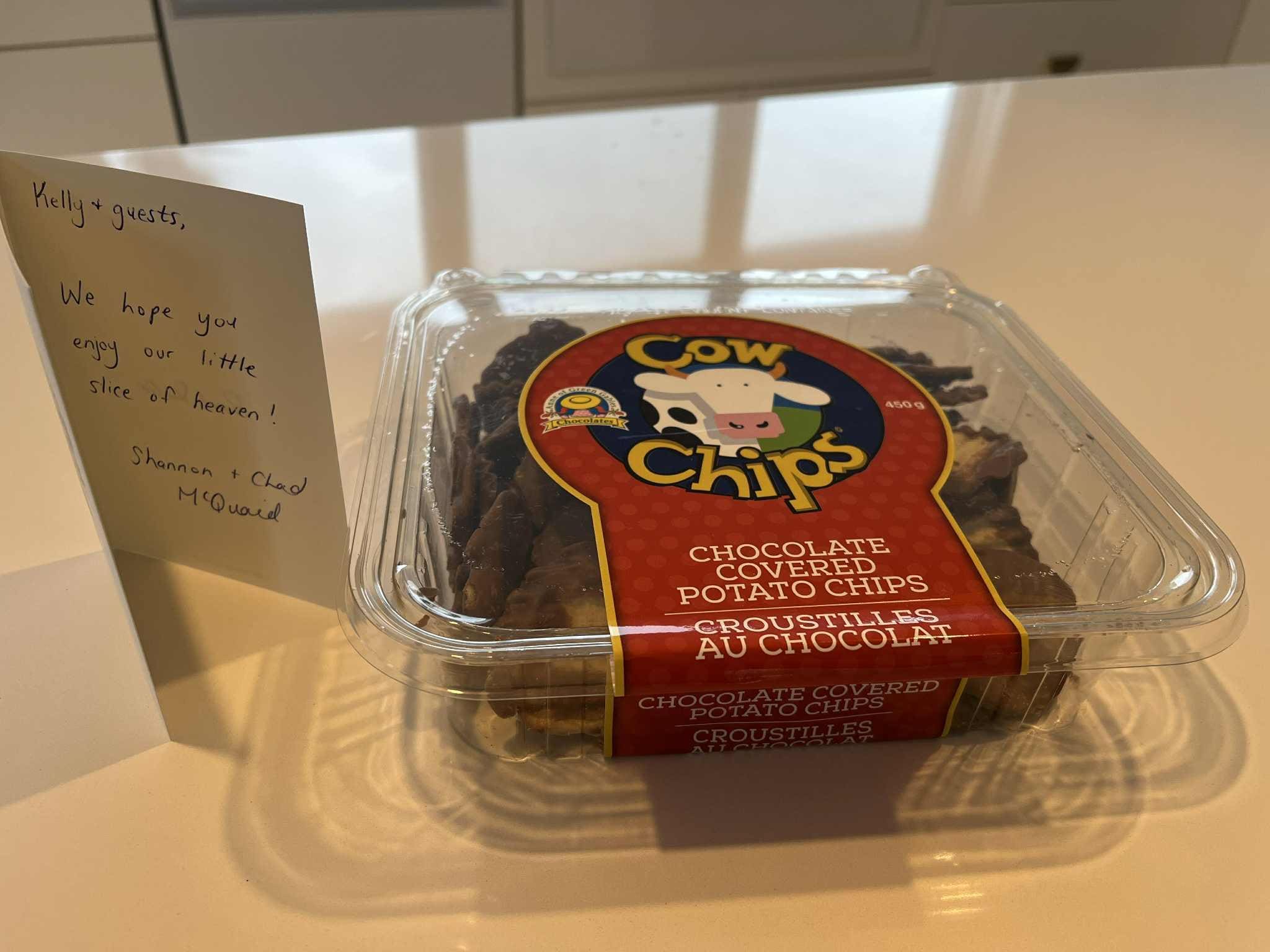 Welcome note and treat!  