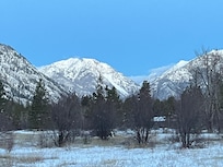 View from the porch up the valley, early morning