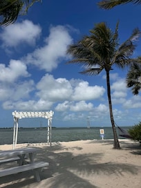 The view of the bay and beach area.