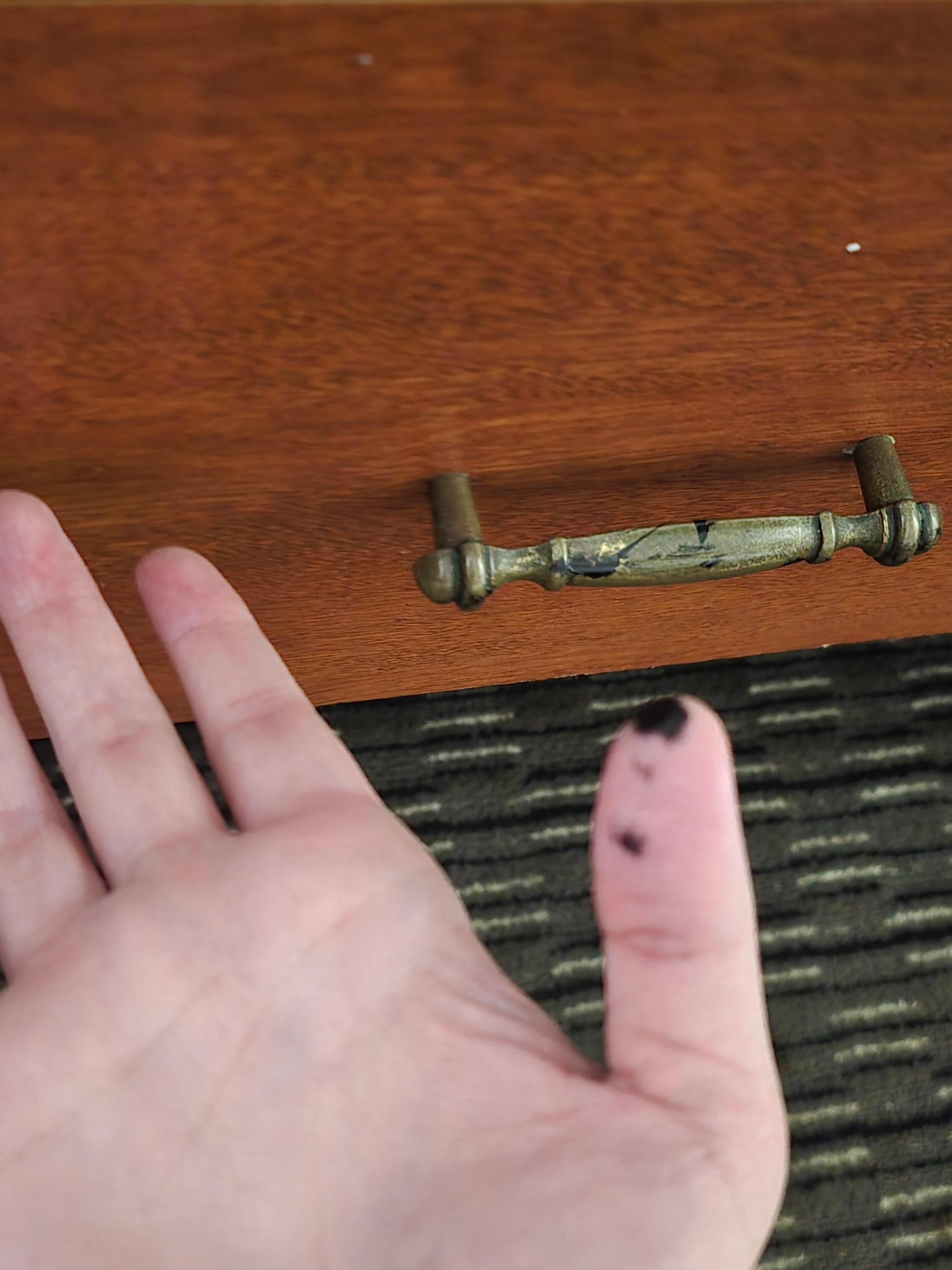 Ink on the cabinets which got me and my sons hands dirty, hard to wash off