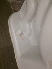 Dried urine on toilet. Bathroom filthy