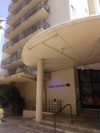 In front of the hotel