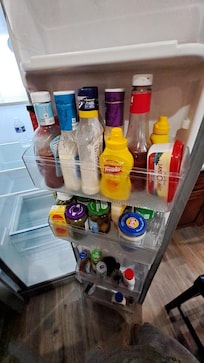 The Refrigerator as we Found It. I wouldn't buy these products in the grocery store unsealed, so why would I want these,