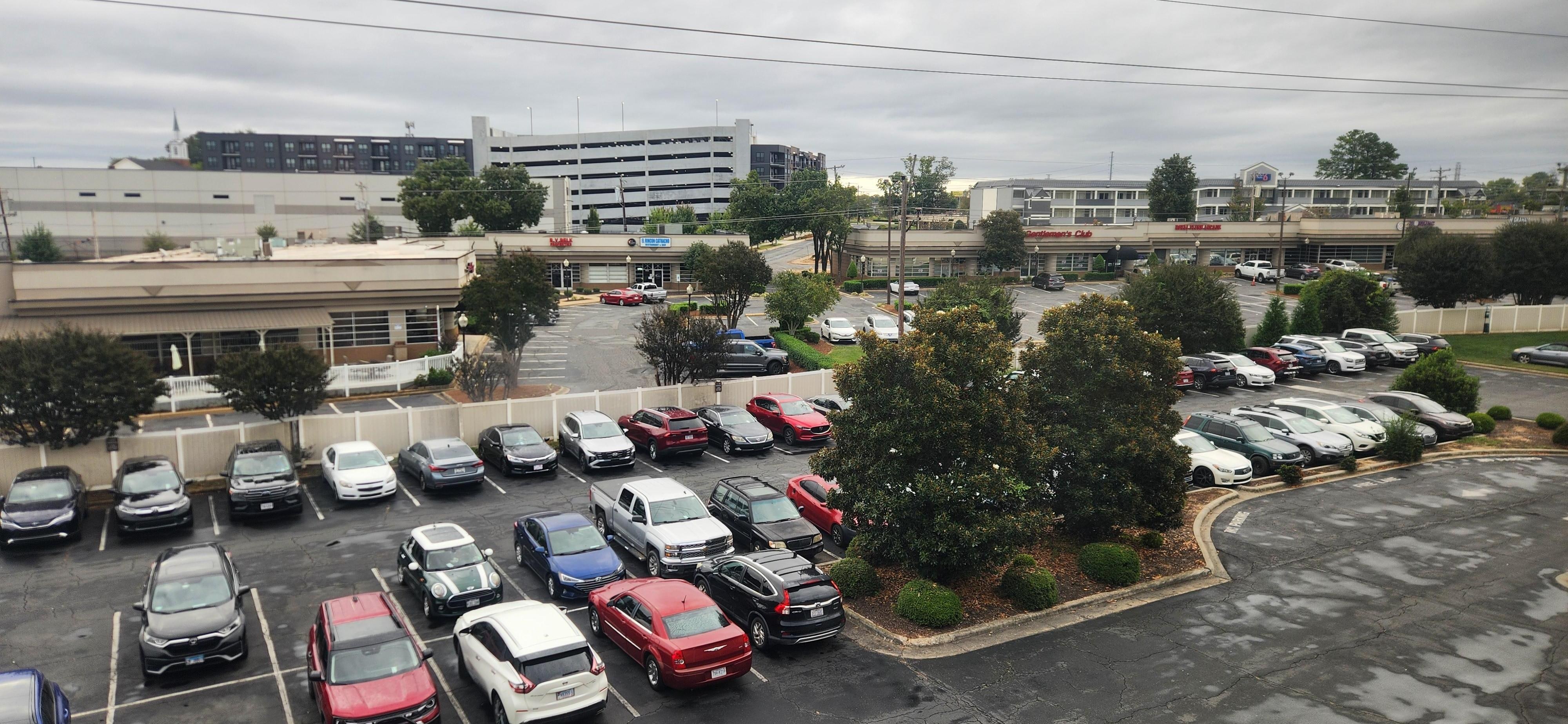 Looking down on parking
