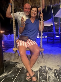 The beach bar where you can also order beachside food!