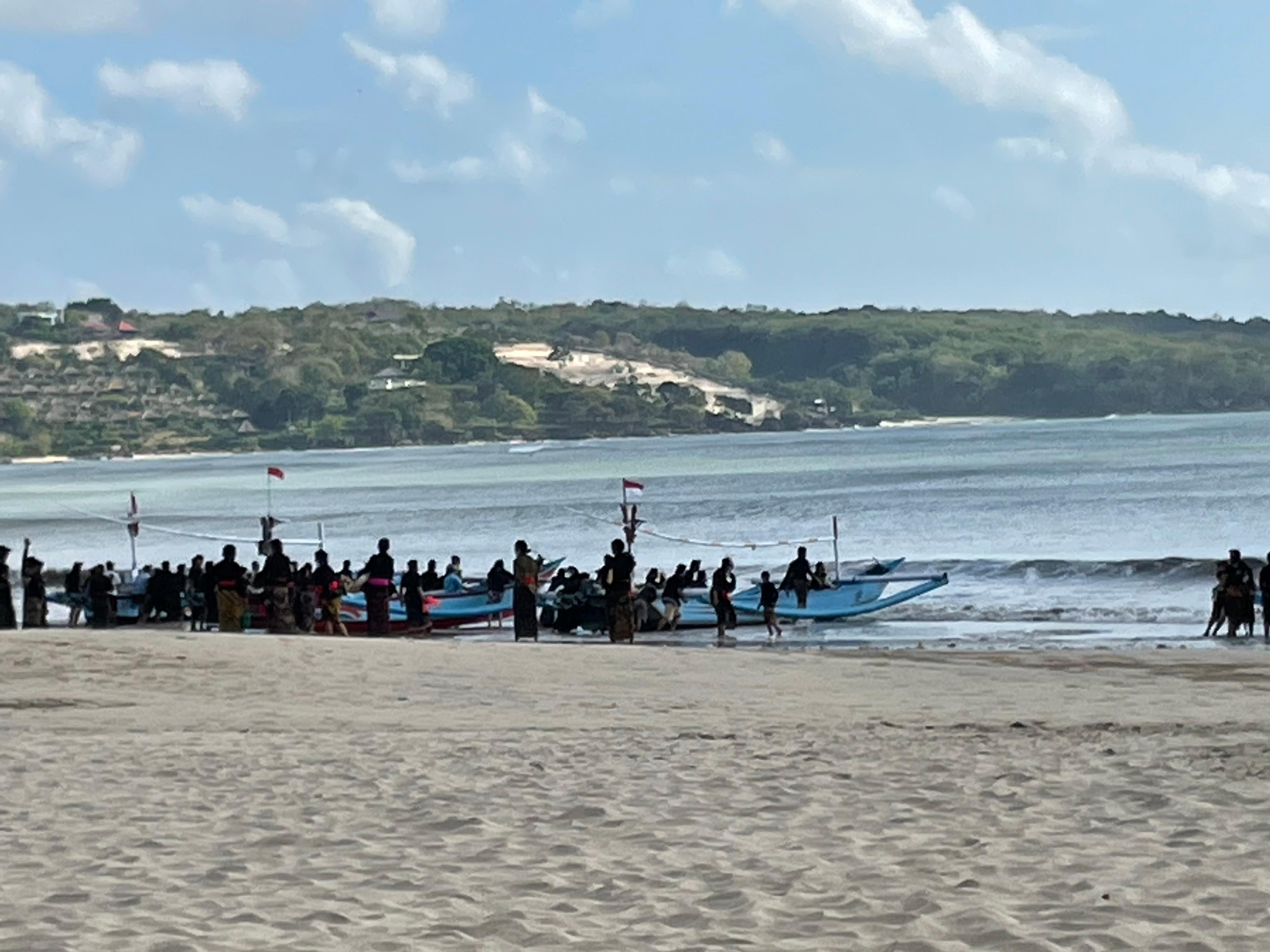 Javanese boats . Part of funeral with disposal of ash into the ocean