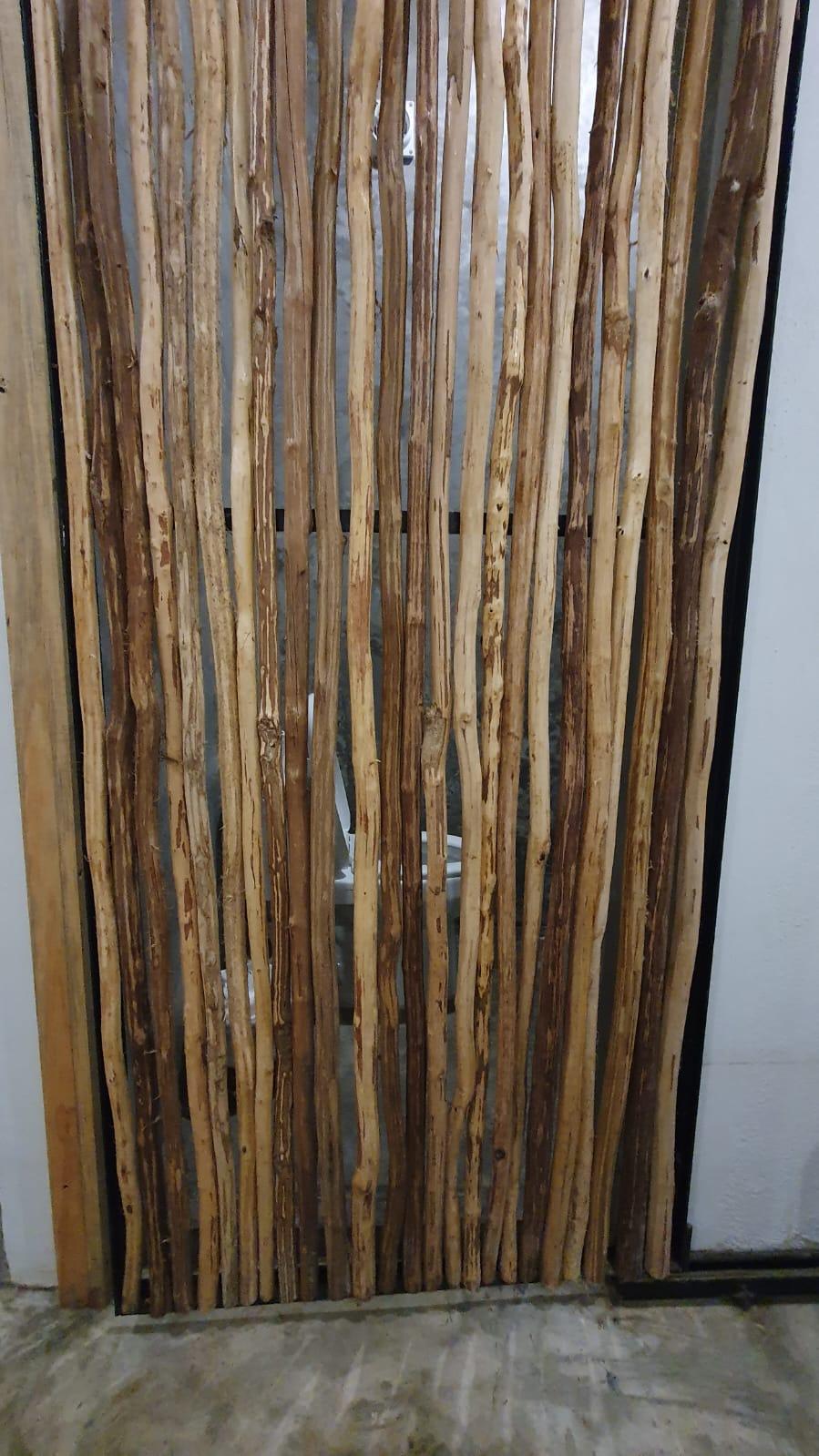 Bamboo door to the bathroom.