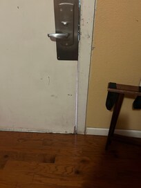 Door that was not latching properly and light coming through