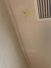 Trou dans le plafond caché par un post-it