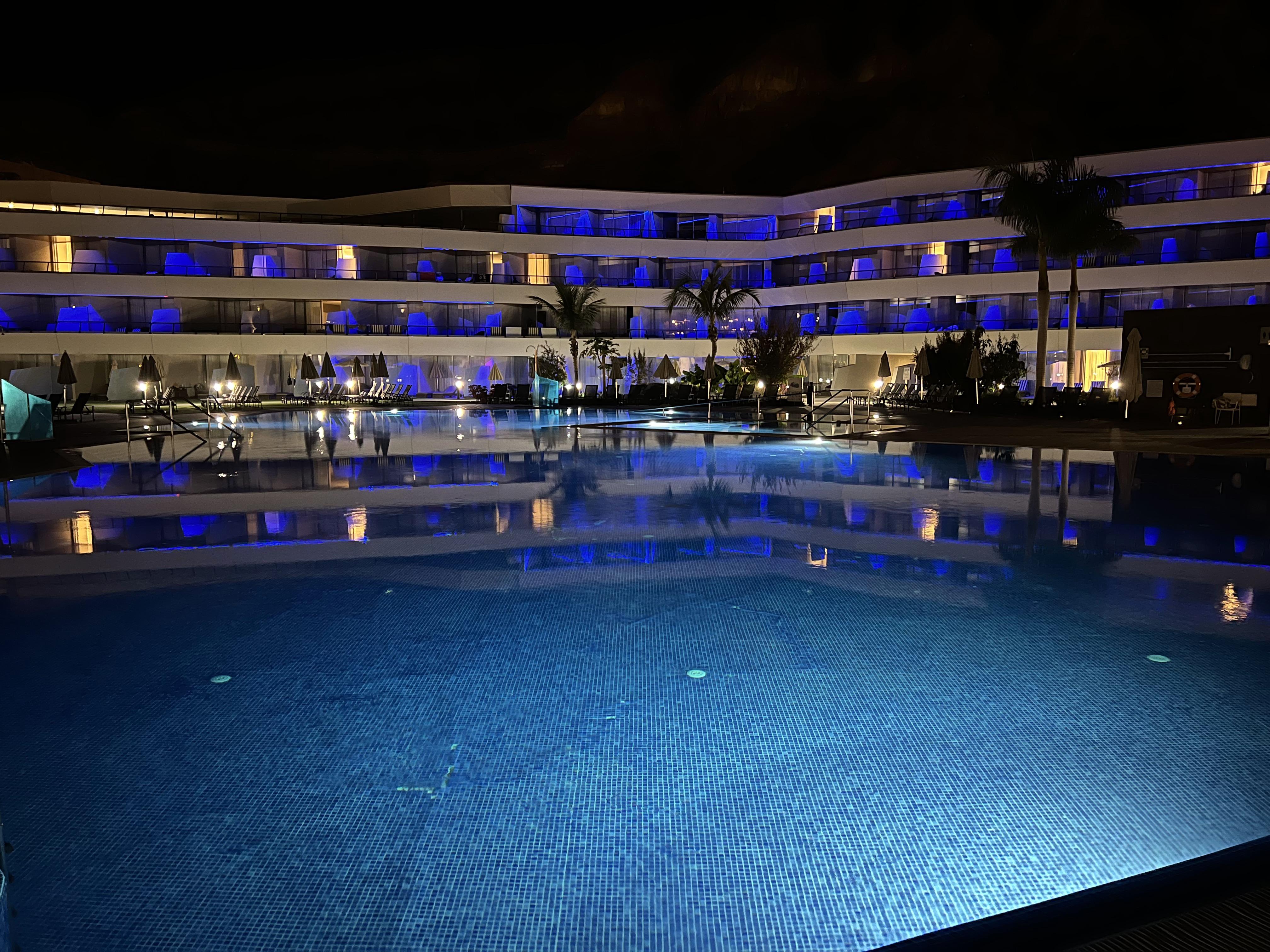 Upper pool by night