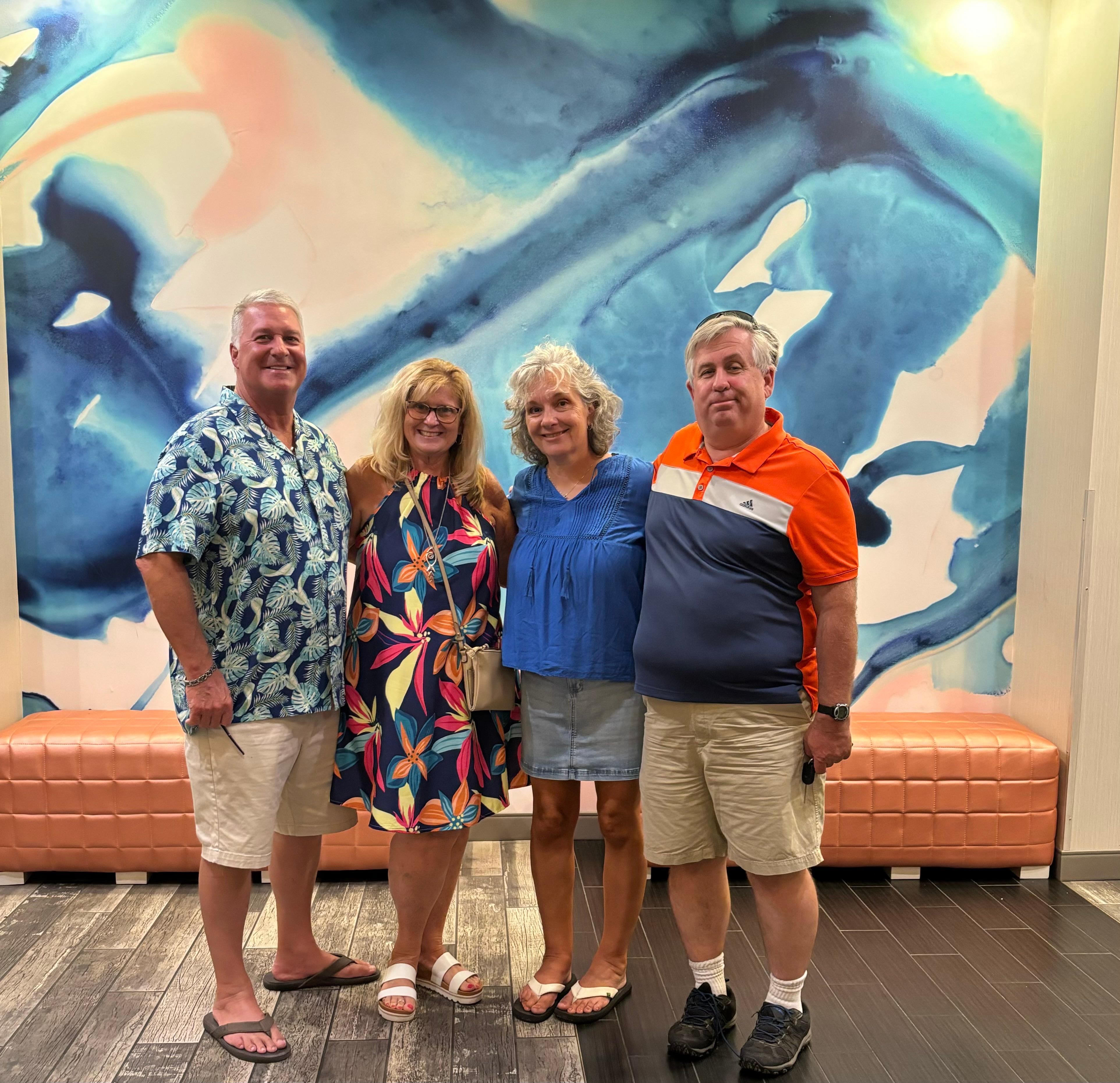 The front desk staff was so nice to take a pic of us in the lobby. We meet up with friends we were stationed with   in the Coast Guard back in the late 90’s.