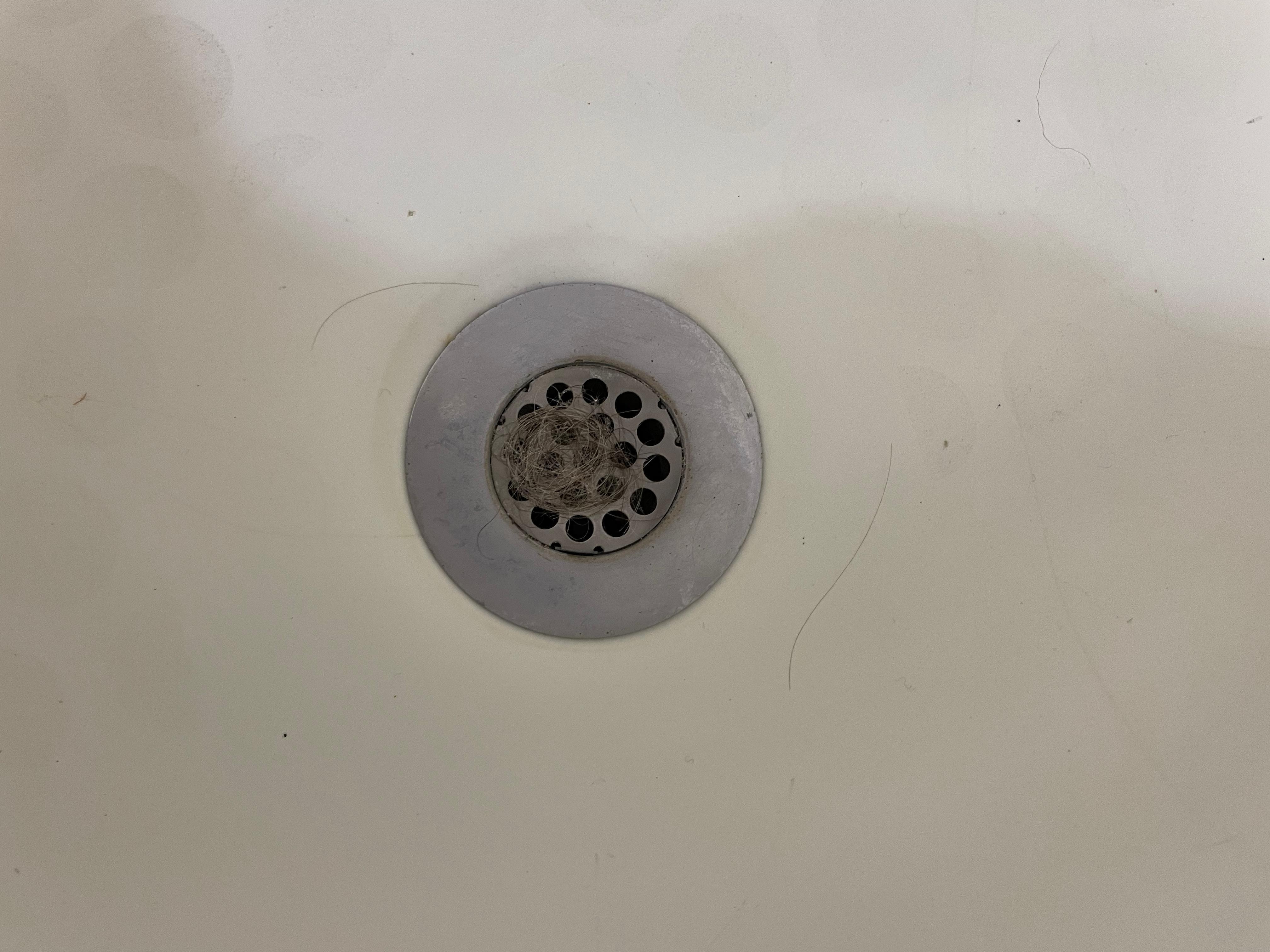 Hair in tub drain