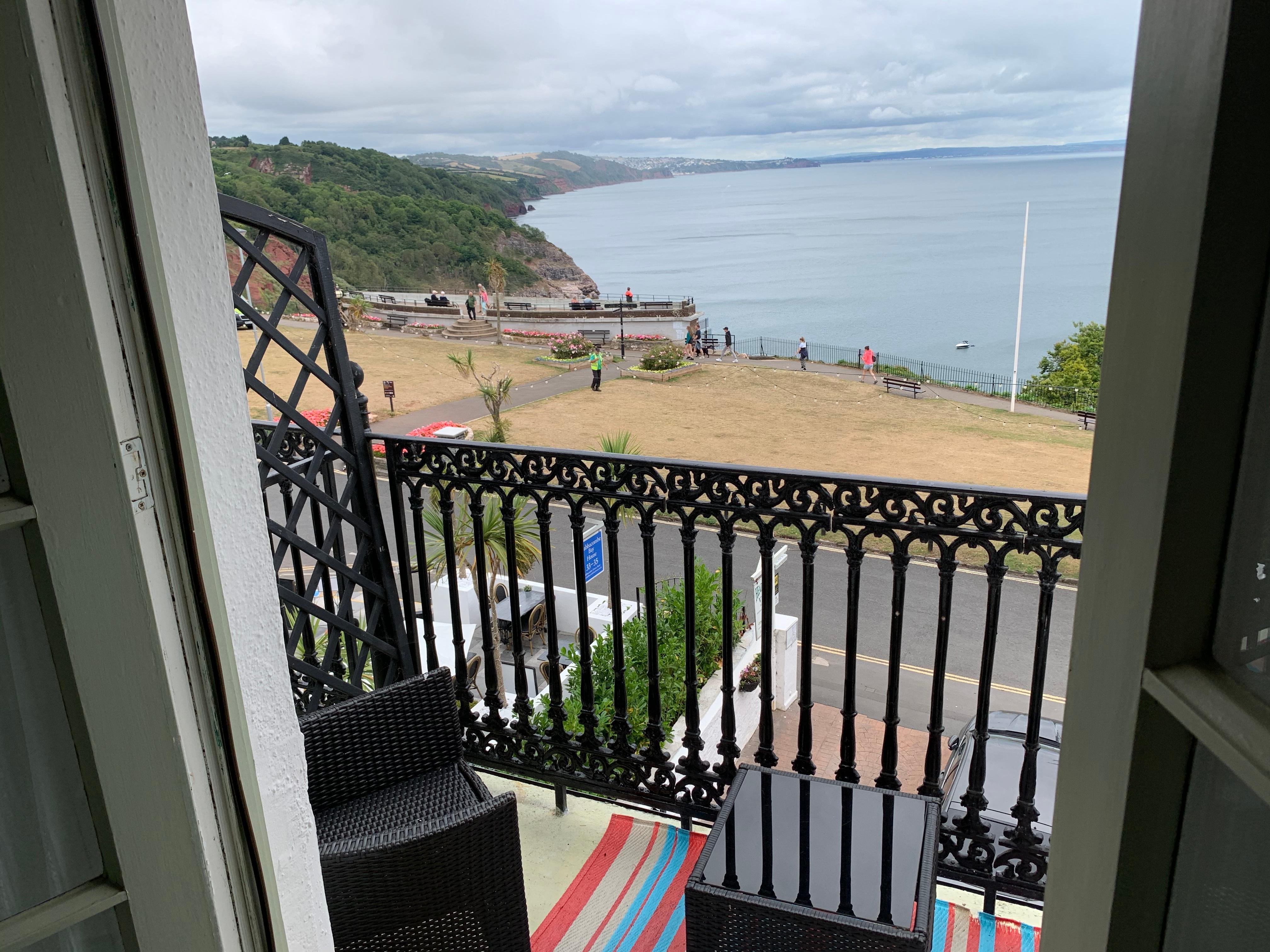 View from room no. 2. Balcony overlooking Lyme Bay