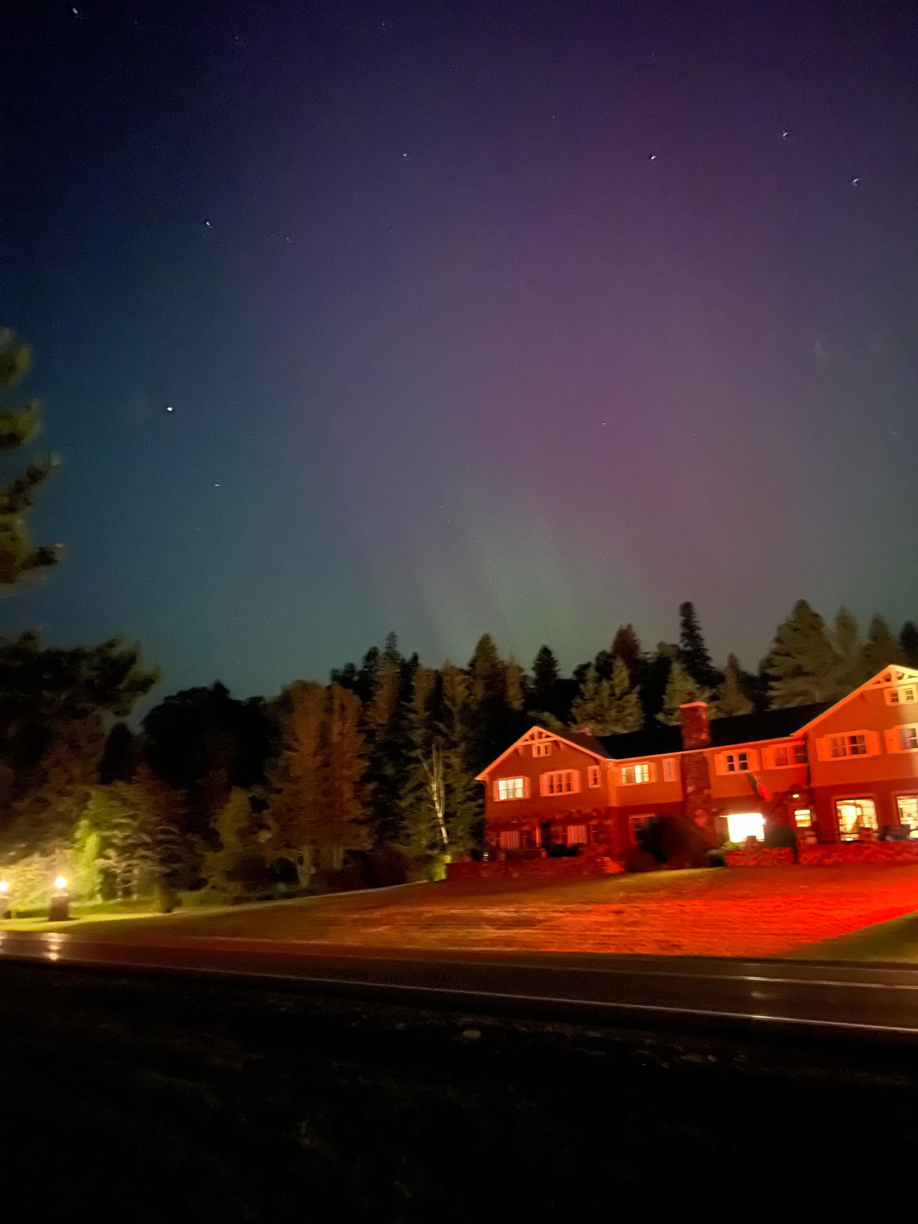 Northern lights over cascade lodge