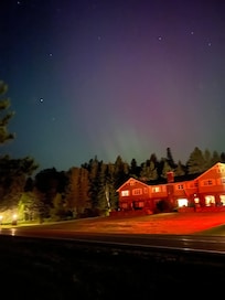 Northern lights over cascade lodge