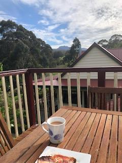 Looking across to the mountain range from the balcony