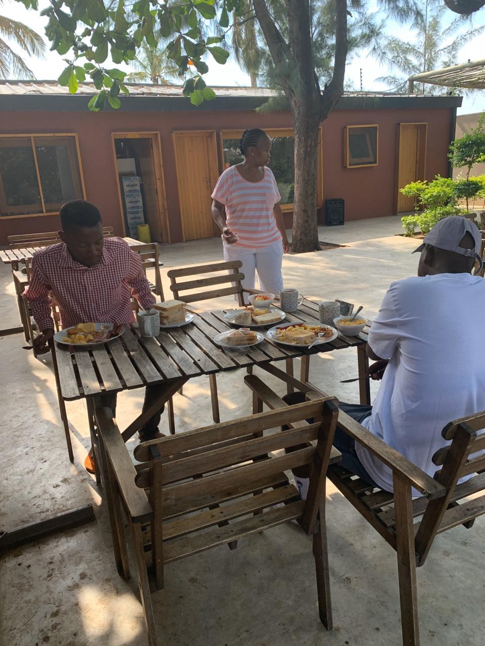 My family enjoying breakfast on the premises. 