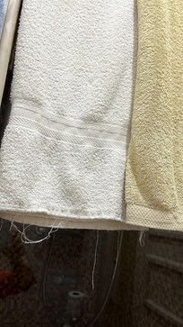 Frayed old bath towels. Really !!!