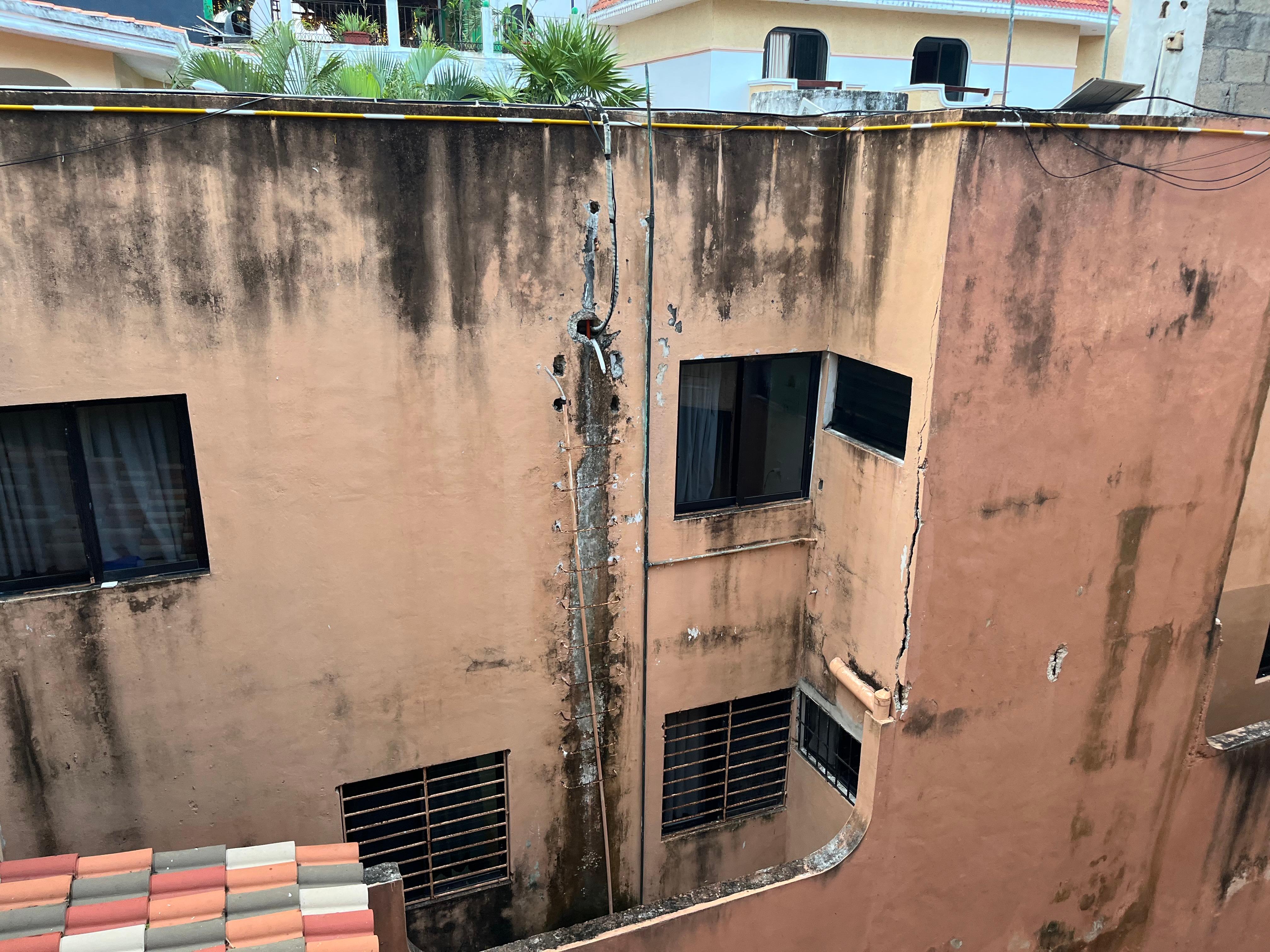 Entire second building is covered in this black mold. 