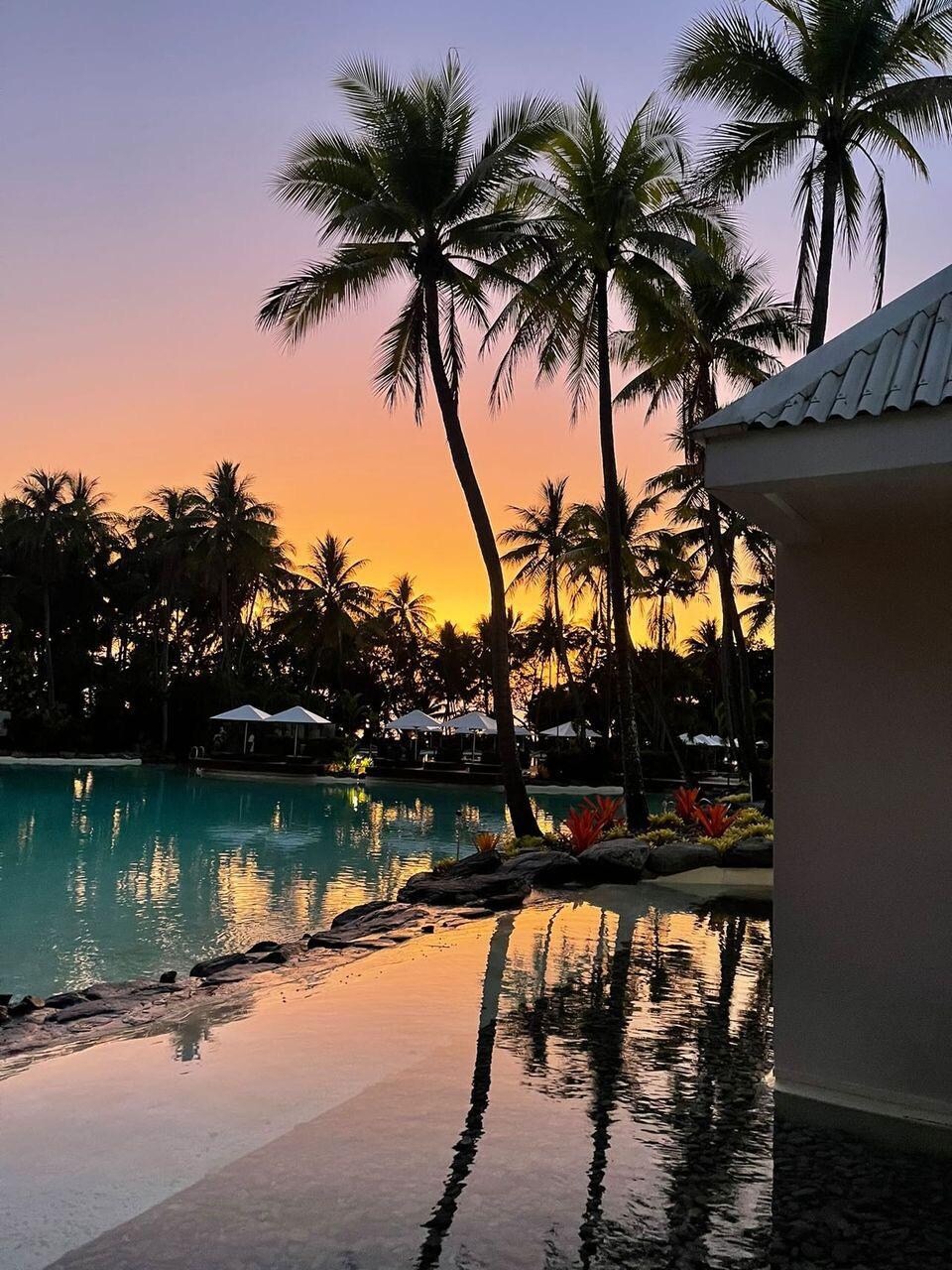 Sunrise by one of the many pools.