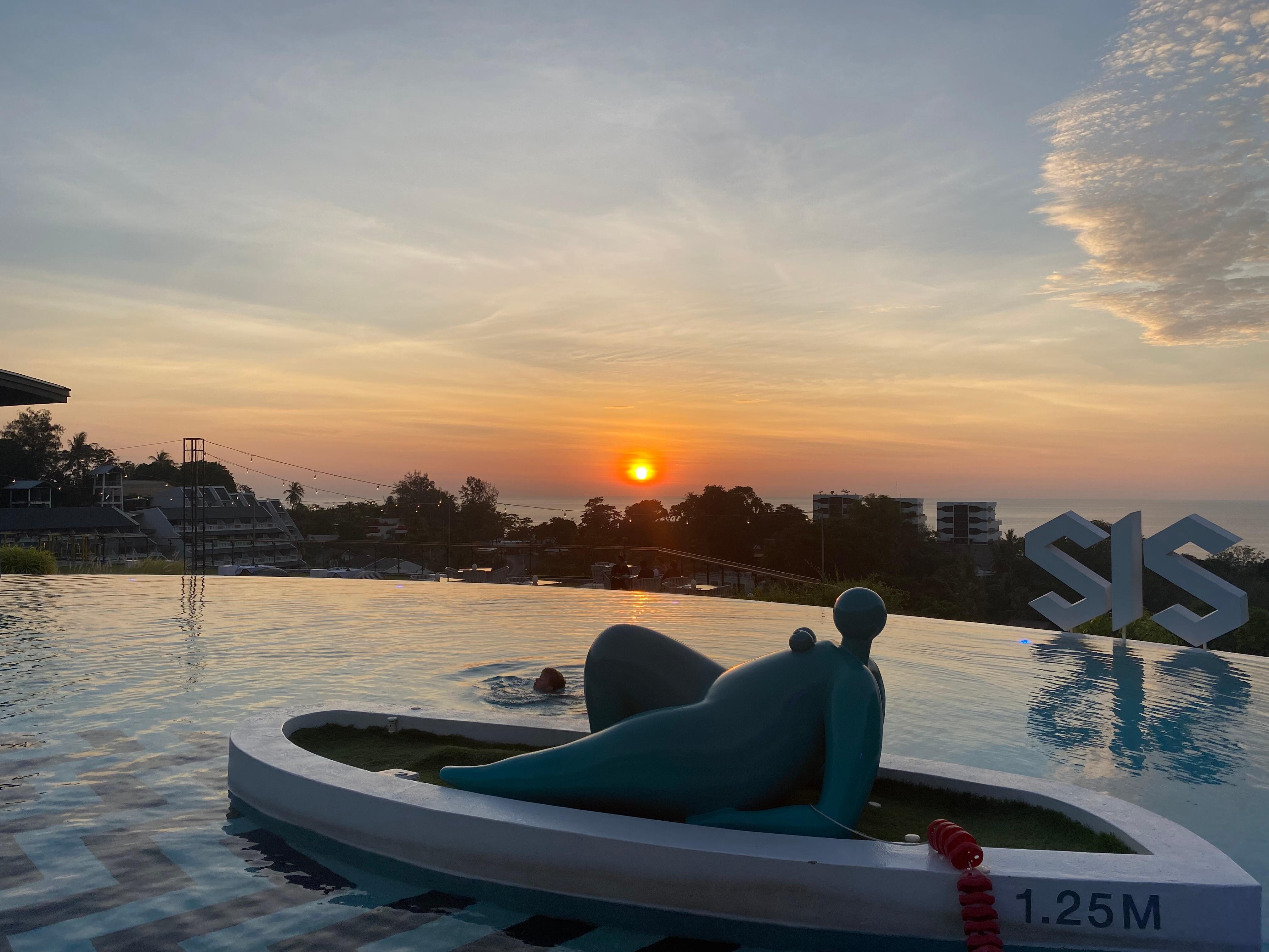 Pool, sunset view