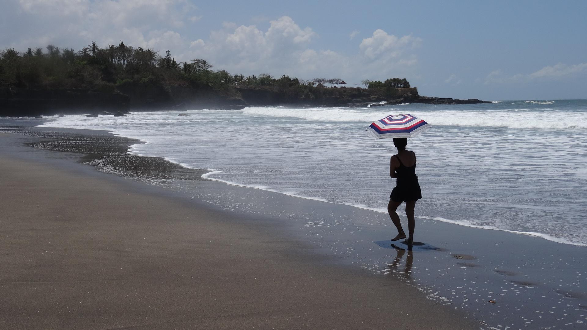 Mejan Beach has miles of fine sand and big waves.