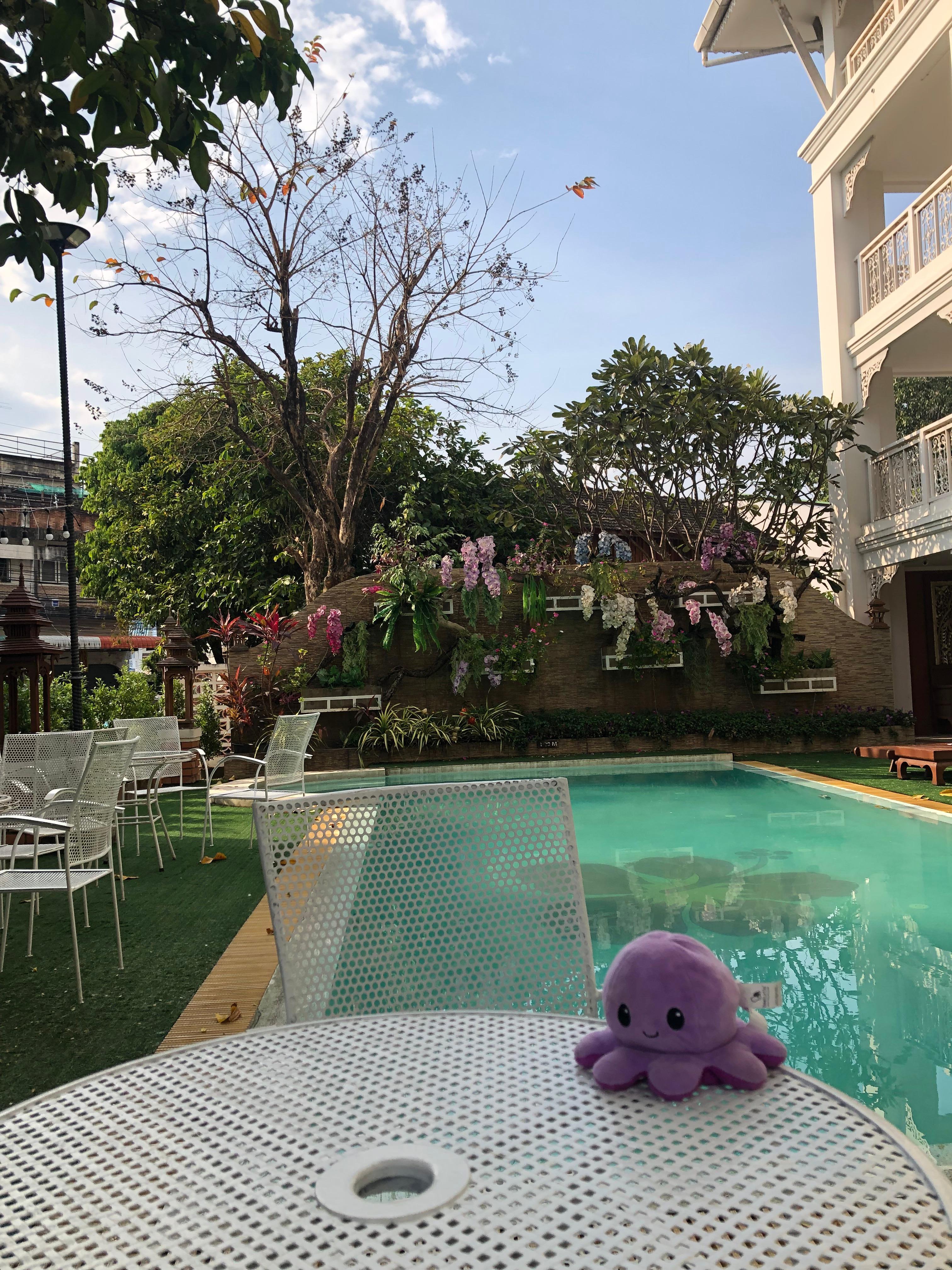 Poolside with Octopus Prime. :)